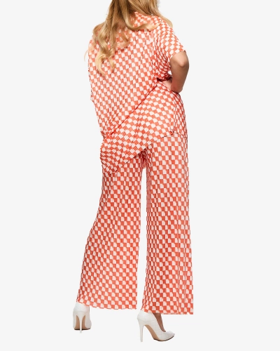 Oranžs sieviešu rakstains, plisēts komplekts - Apģērbs