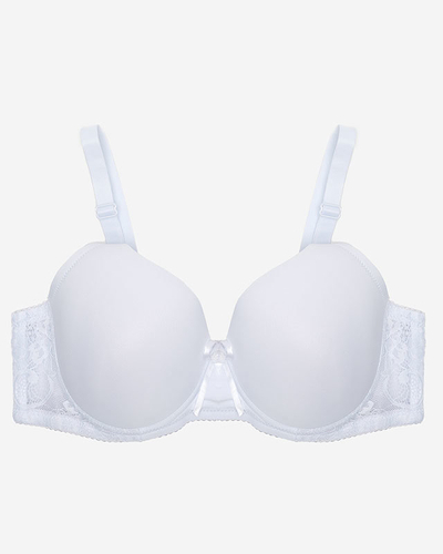 Women's white plain bra with lace - Underwear