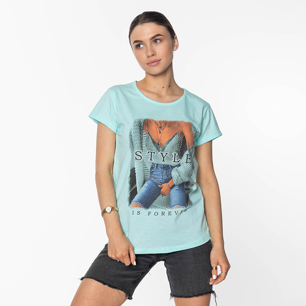 Sieviešu T-krekls ar piparmētru apdruku - Apģērbs