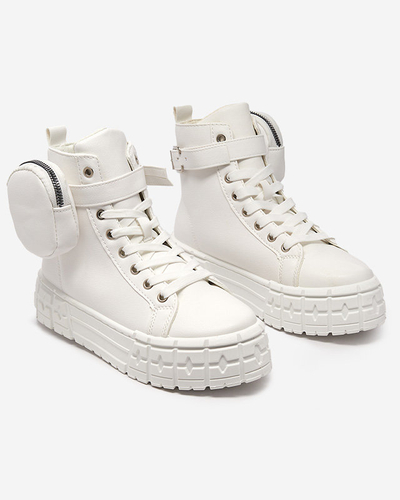 Sieviešu eko ādas sporta apavi baltā krāsā Kolibs- Footwear