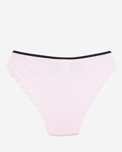 Pink women's panties with lace and stripes - Underwear