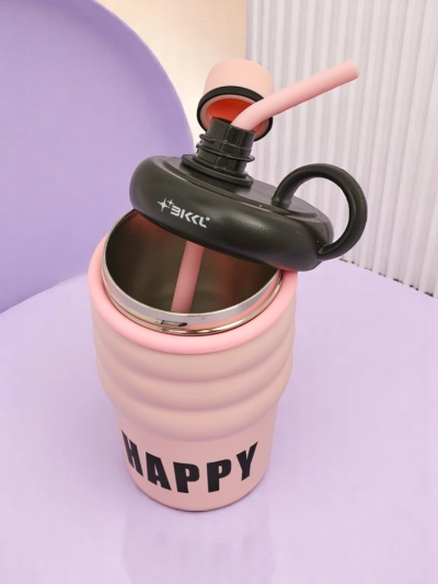 Royalfashion Thermal Mug with Spout Happy Cup