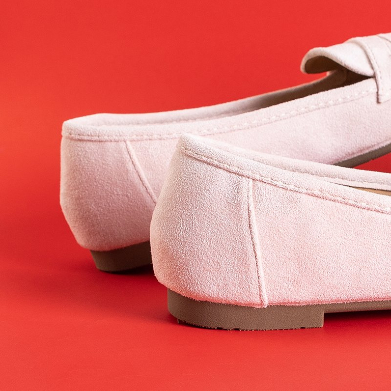 Beige and pink eco-suede women's loafers Bondesqa - Shoes