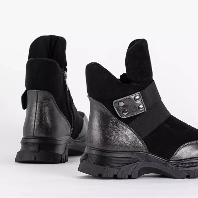 OUTLET Graphite black children's boots with a high tongue Delgito - Footwear