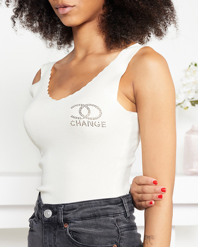 Женский кремовый эластичный топ на бретелях - Одежда