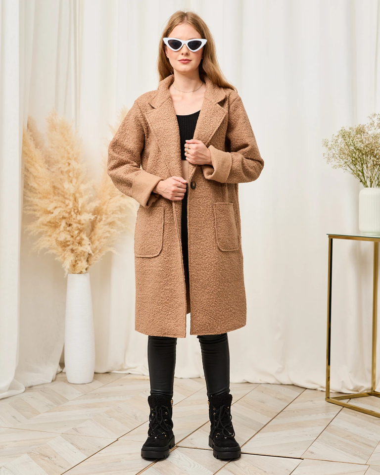 Royalfashion Светло-коричневая женская дубленка