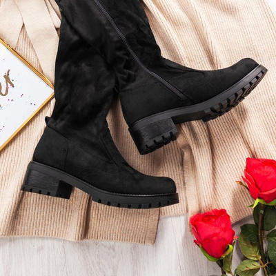 Black Tyffaea thigh high boots over knee boots - Footwear 1