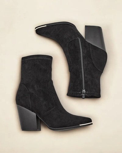 Royalfashion Eko-suede women's boots on a stiletto heel Gris