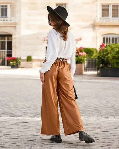 Royalfashion Wide women's eco-leather pants