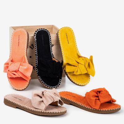 Ladies' orange sandals with a Latusa bow - Footwear
