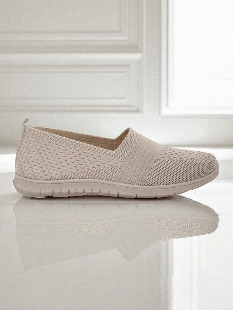 Callista Women's Beige Moccasins Made of Breathable Fabric Spring Summer