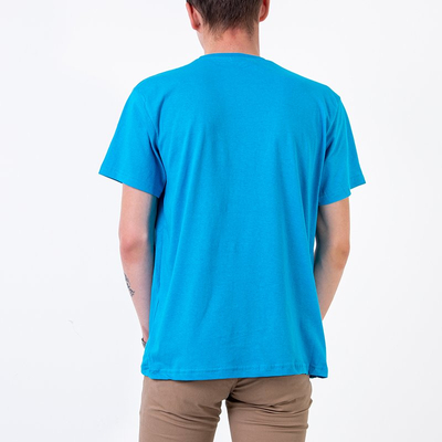 Blue cotton t-shirt for men - Clothing