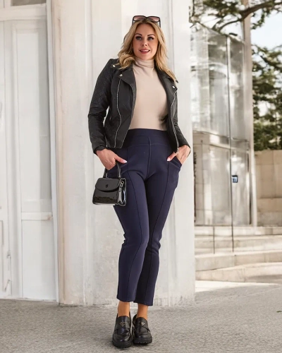 Royalfashion Warmed sieviešu tegingi bikses PLUS SIZE