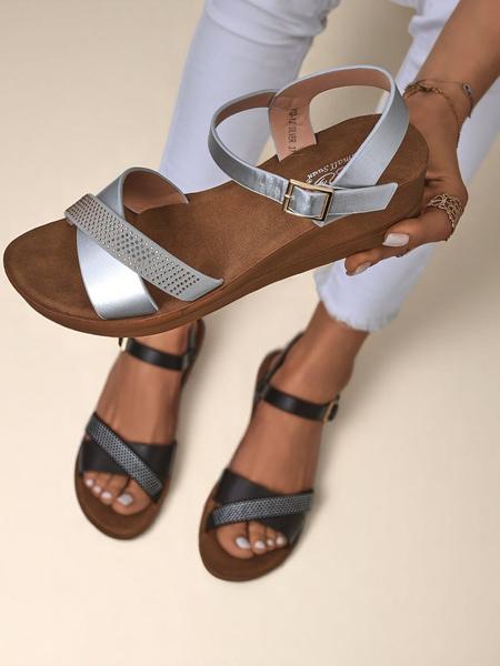 Royalfashion Sieviešu platformas kurpes ar rhinestones rotājumu Allona