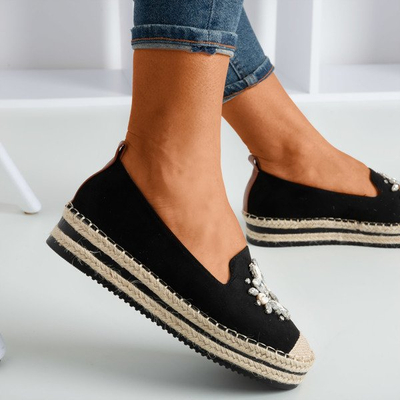 Black espadrilles on a platform with crystals Mraque - Footwear 1