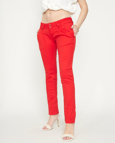 Women's red fabric low waist trousers - Clothing