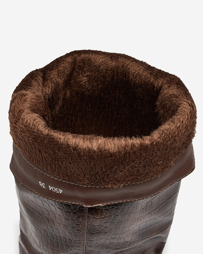 Royalfashion Dark brown women's boots with Telibitta embossing