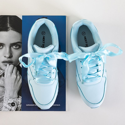 Blue women's sports shoes tied with a Kamela ribbon - Footwear