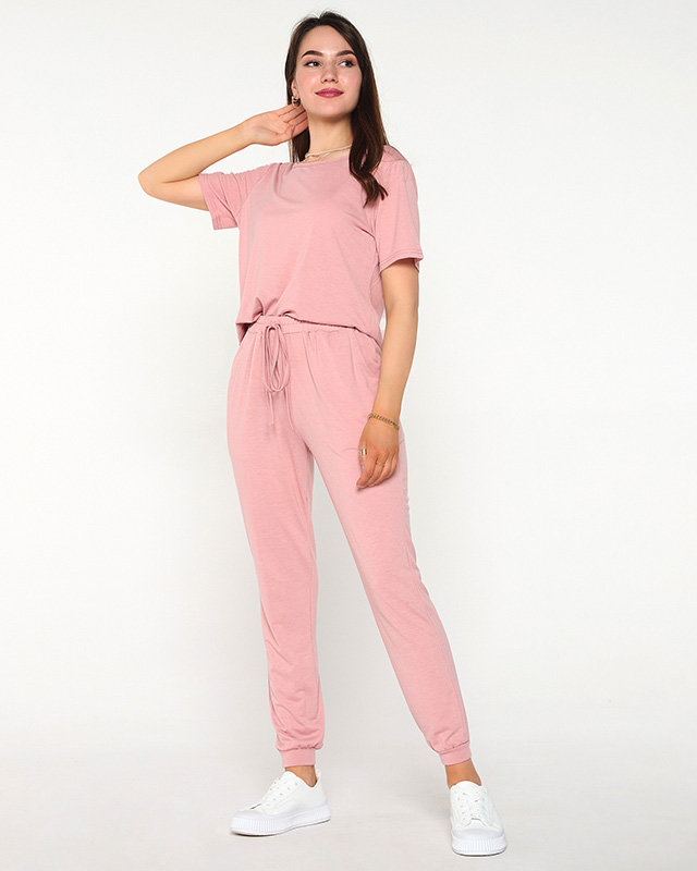 Women's pink sports tracksuit set - Clothing
