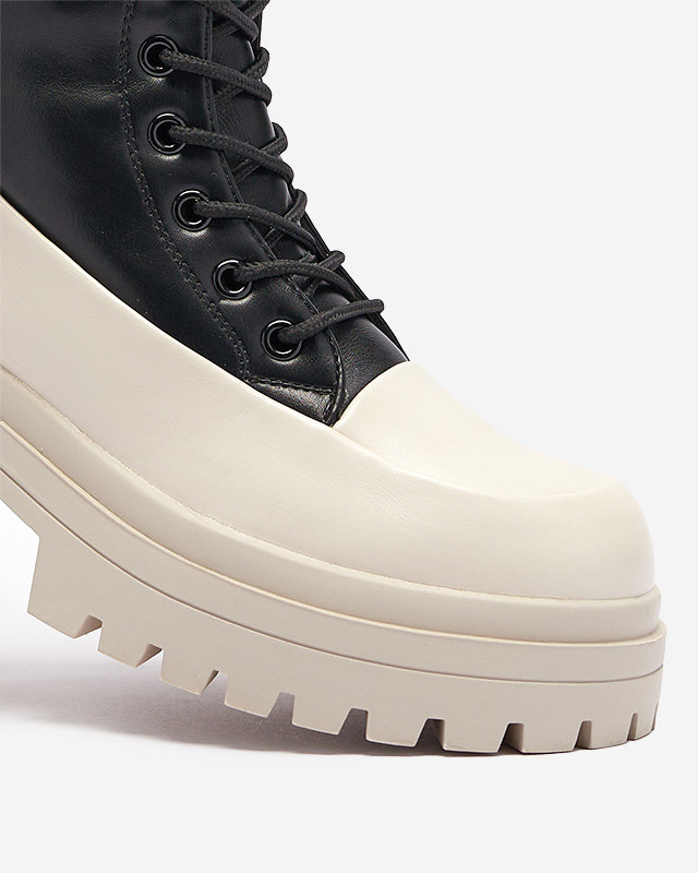 OUTLET Черно-бежевые женские высокие ботинки-багги Susker- Footwear