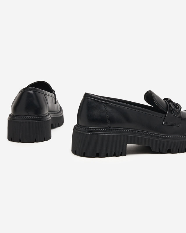 OUTLET Black eco-leather women's shoes with a chain Konera - Footwear