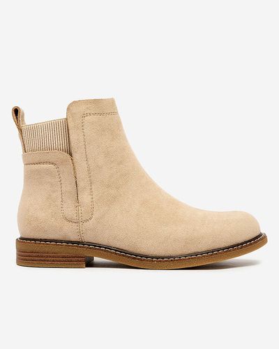 Royalfashion Beige women's eco-suede Veysi boots a'la sable heels