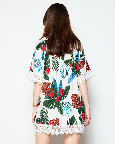 Women's white blouse with flowers PLUS SIZE - Clothing