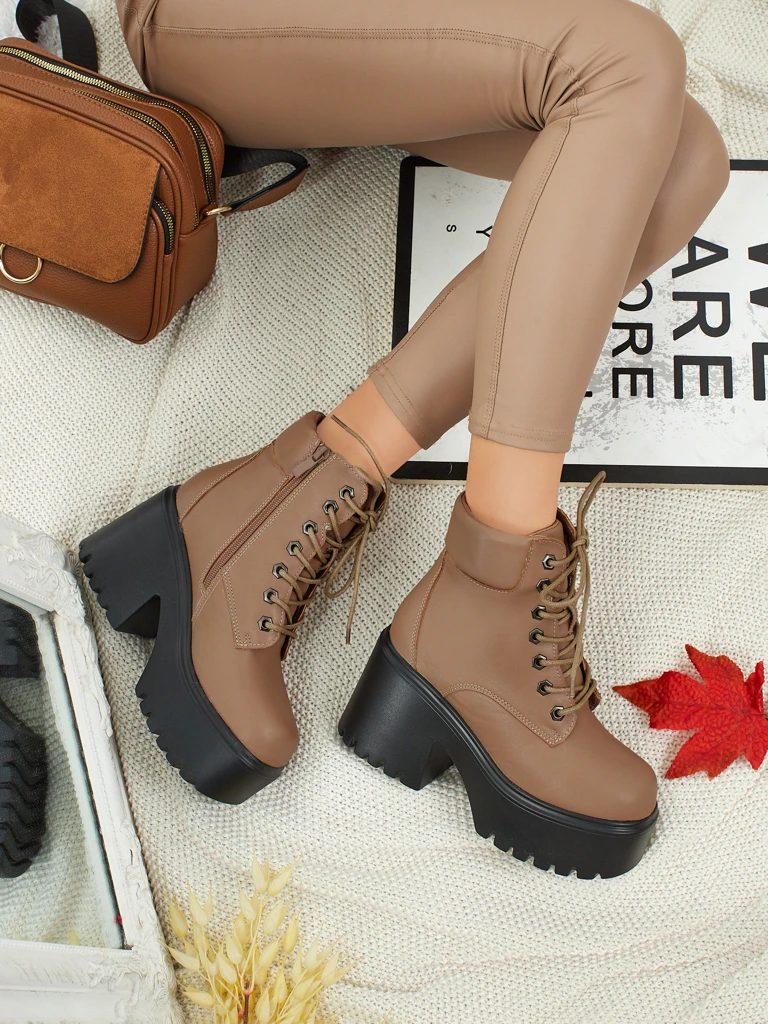 Women's Faux Suede Ankle Boots with Block Heel and Platform Tavlissa