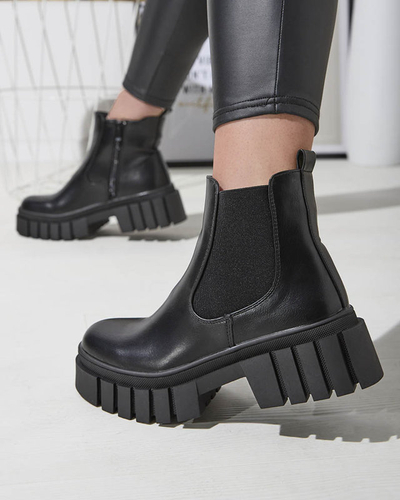 Melni sieviešu zābaki ar biezāku zoli Olilno- Footwear