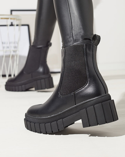 Melni sieviešu zābaki ar biezāku zoli Fazzati- Footwear