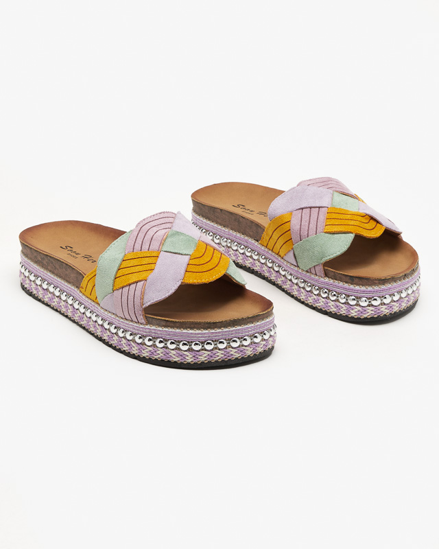 Violet women's slippers on a thick sole Cekolina - Footwear