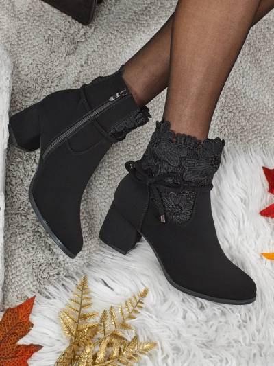 Diana Black Elegant Autumn Ankle Boots