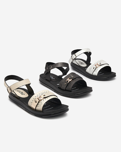 Royalfashion Shiny beige women's flat sandals Nafi