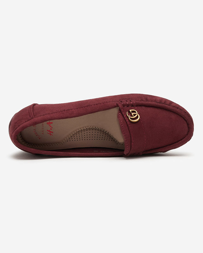 Maroon women's moccasins on low covered heel Lemira - Footwear