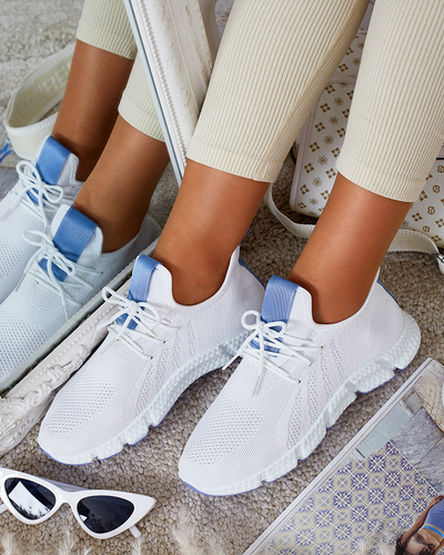 White and blue Baym women's sports shoes - Footwear