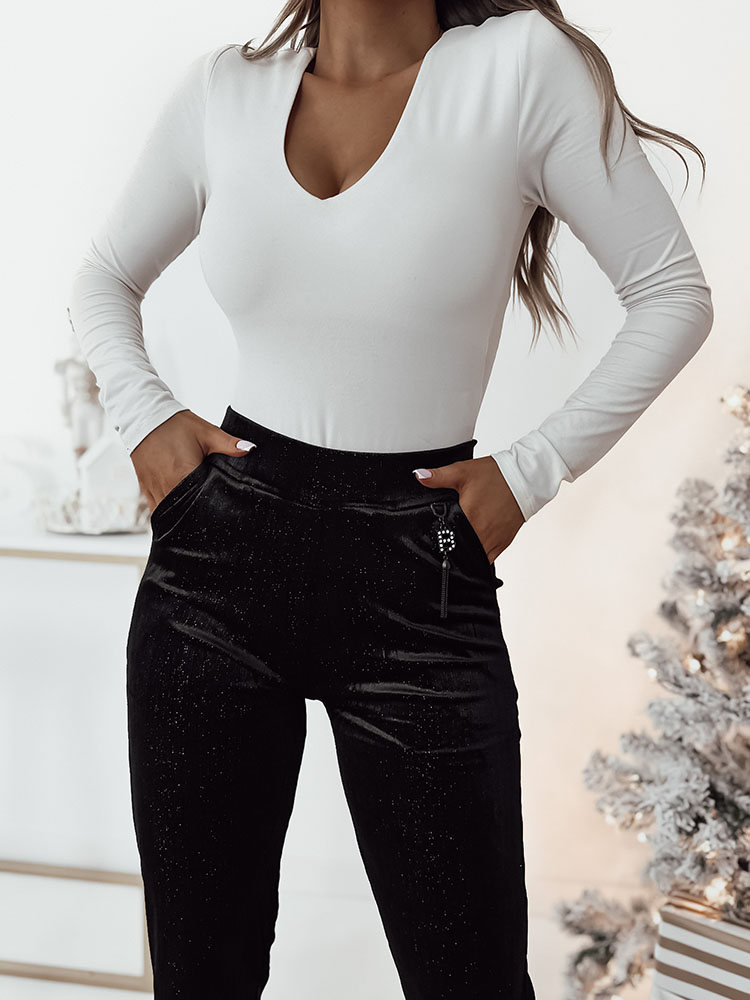 Royalfashion Темно-коричневые брюки из вельветовой ткани для женщин