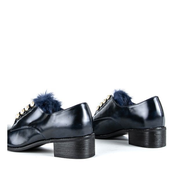 OUTLET Navy blue shoes with pearls Nessi - Footwear
