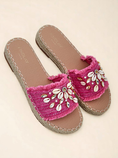 Royalfashion Callista Fuchsia women's platform flip-flops with shells