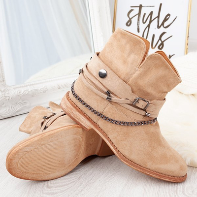 Beige cowboy boots on a Salem wedge heel - Footwear