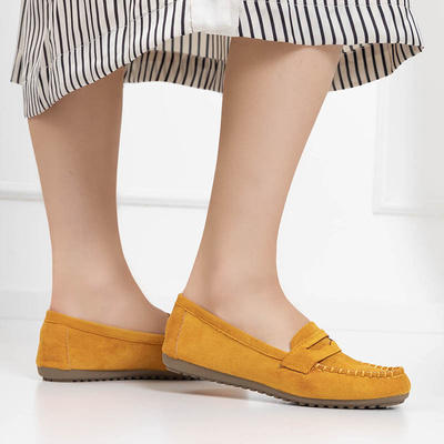 Yellow women's eco-suede moccasins Teweri - Footwear