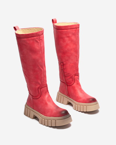 OUTLET Red women's mid-calf boots Astaroth - Footwear
