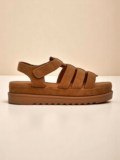 Callista Camel women's platform sandals Royalfashion eco leather