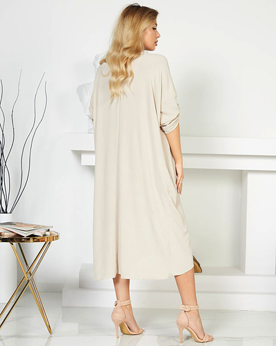 Light brown women's oversize midi dress - Clothing
