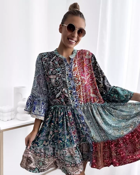 Royalfashion Sieviešu īsā kleita ar rakstu