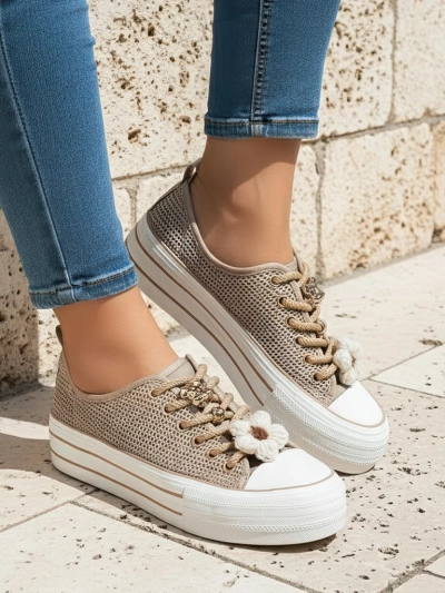 Royalfashion Women's lace-up sneakers with decorations Osdo