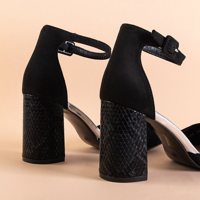 Black women's pumps on a higher post Asakie - Footwear