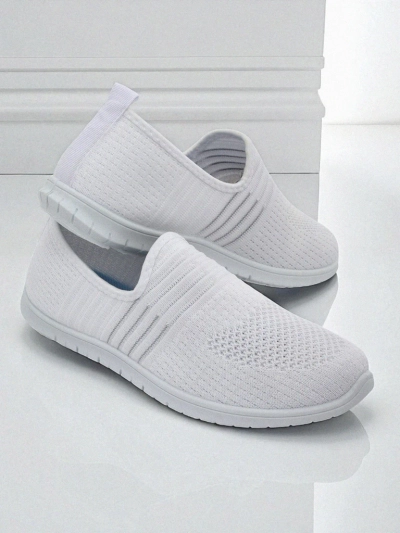 Women's White Fabric Slip-Ons Callisto - Lightweight Shoes for Spring and Summer