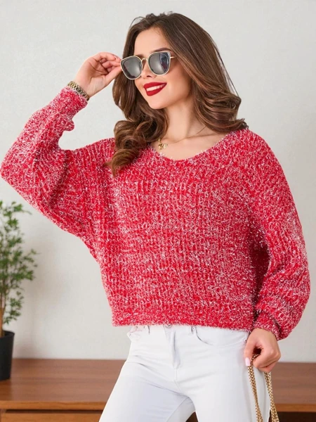 Royalfashion Women's sweater with shiny thread