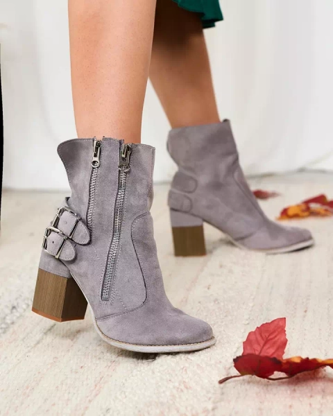 Royalfashion Women's gray boots with Feirrgo decoration