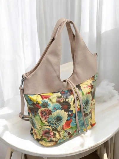 Royalfashion Large eco-leather bag with a floral pattern